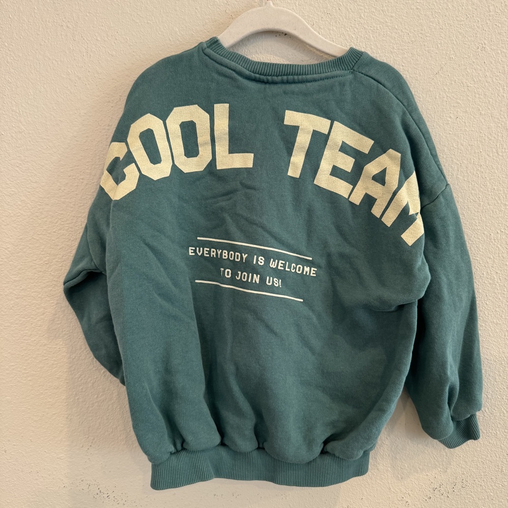 Zara Kids Free Spirit Childs Crewneck Sweatshirt Blue Green Size 4-5 - Picture 3 of 5